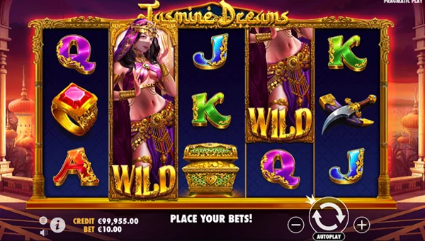 Jasmine Dreams base game screenshot showing reels and features