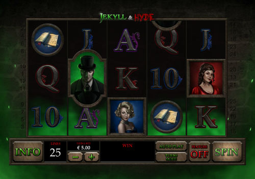 Jekyll and Hyde base game screenshot showing reels and features