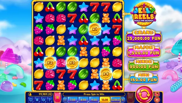 Jelly Reels base game screenshot showing reels and features