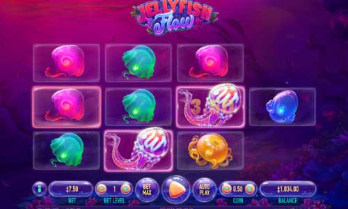 Jellyfish Flow base game screenshot showing reels and features