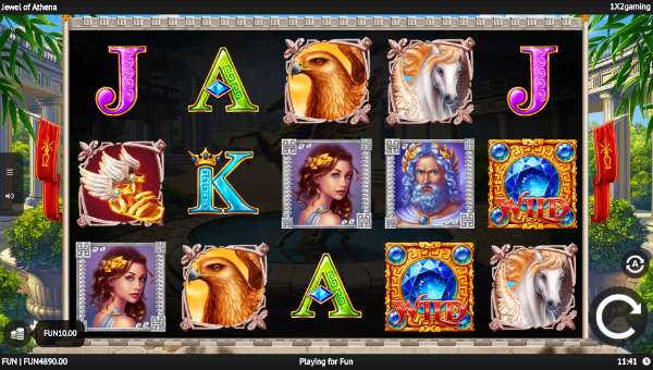 Jewel of Athena base game screenshot showing reels and features