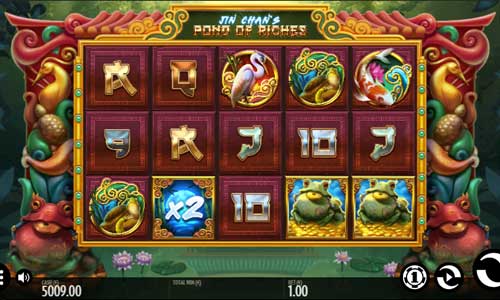 Jin Chans Pond of Riches base game screenshot showing reels and features