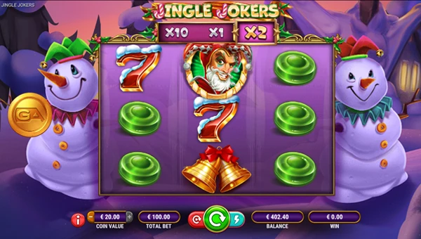 Jingle Jokers base game screenshot showing reels and features