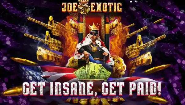 Joe Exotic base game screenshot showing reels and features