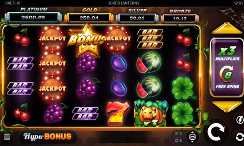 Joker Lanterns base game screenshot showing reels and features