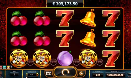 Joker Millions base game screenshot showing reels and features
