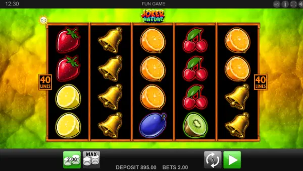 Joker Nature base game screenshot showing reels and features