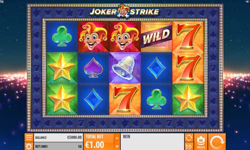 Joker Strike Slot Base Game Joker Strike base game screenshot showing reels and features