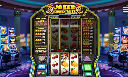 Joker Super Reels base game screenshot showing reels and features