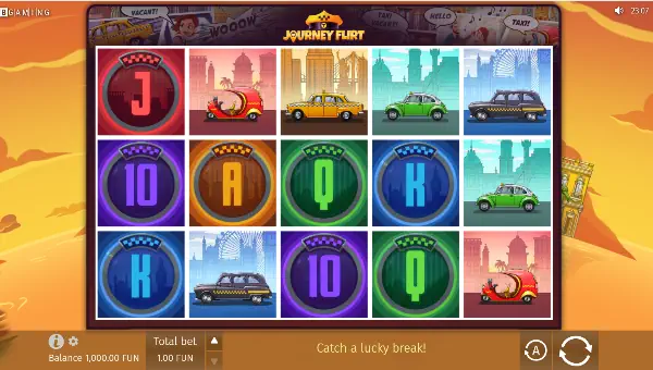 Journey Flirt base game screenshot showing reels and features