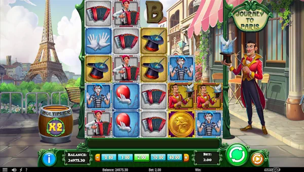 Journey to Paris base game screenshot showing reels and features