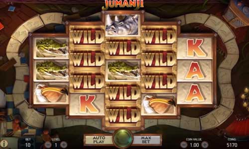 Jumanji base game screenshot showing reels and features