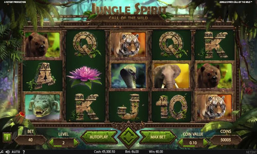 Jungle Spirit Call of the Wild base game screenshot showing reels and features