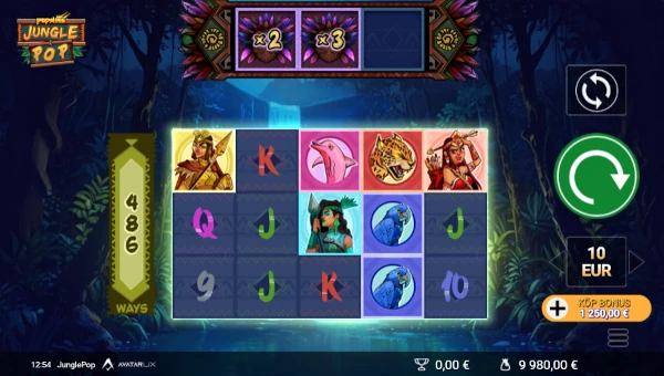 JunglePop base game screenshot showing reels and features