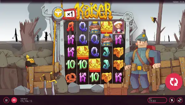 Kaiser base game screenshot showing reels and features