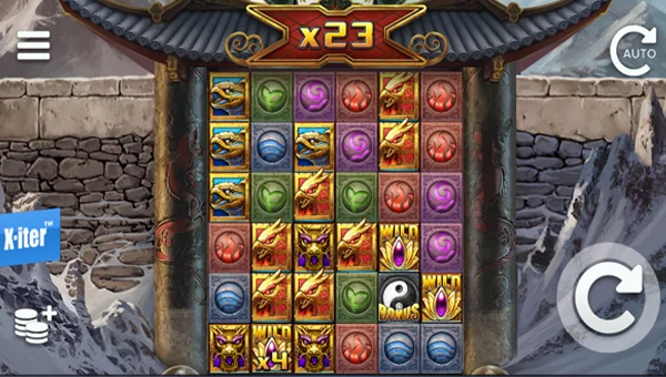 Katmandu X base game screenshot showing reels and features