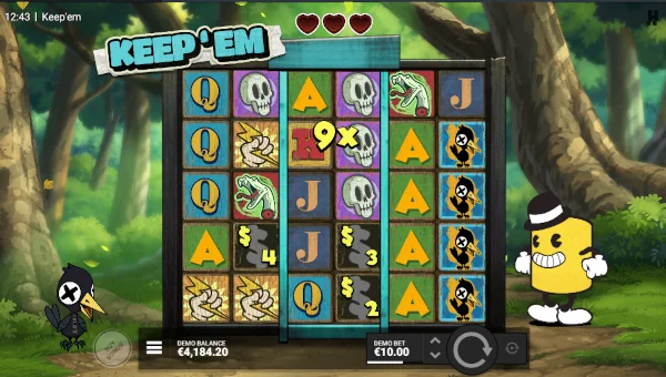 Keep Em base game screenshot showing reels and features