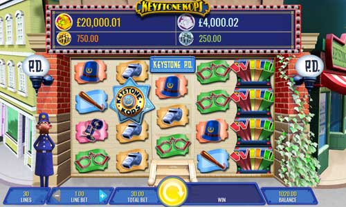 Keystone Kops base game screenshot showing reels and features