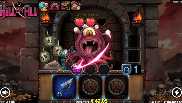Kill Em All base game screenshot showing reels and features