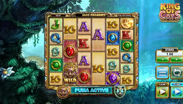 King of Cats Megaways base game screenshot showing reels and features