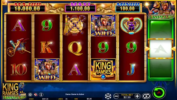 King Ramses base game screenshot showing reels and features