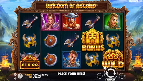 Kingdom of Asgard base game screenshot showing reels and features