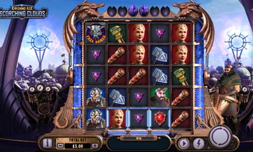 Kingdoms Rise Scorching Clouds base game screenshot showing reels and features
