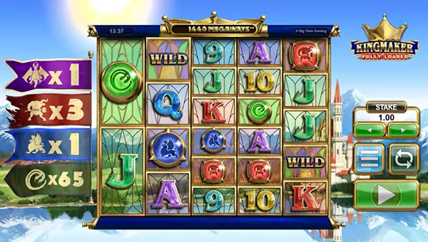 Kingmaker Fully Loaded base game screenshot showing reels and features