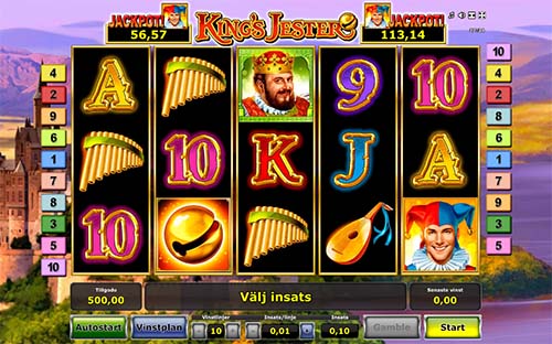 Kings Jester base game screenshot showing reels and features