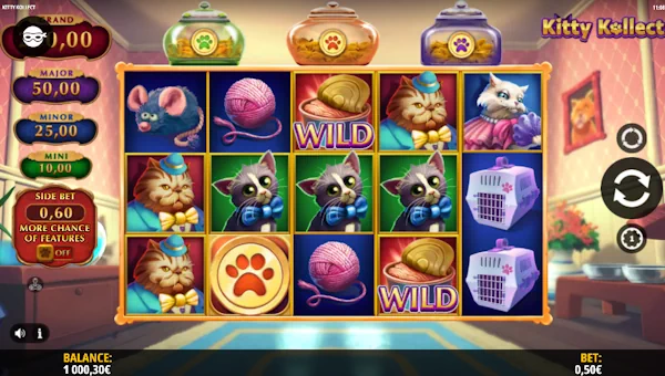 Kitty Kollect base game screenshot showing reels and features