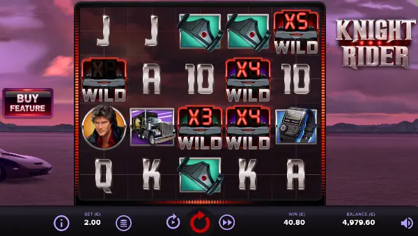 Knight Rider base game screenshot showing reels and features