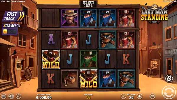 Last Man Standing base game screenshot showing reels and features