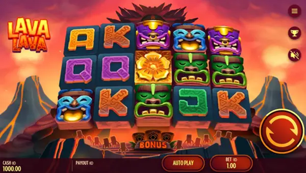 Lava Lava base game screenshot showing reels and features