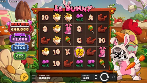 Le Bunny base game screenshot showing reels and features