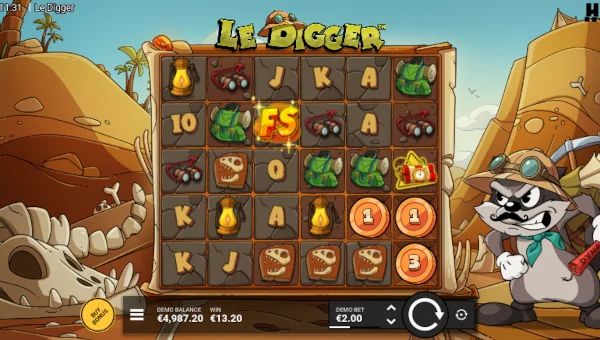 Le Digger base game screenshot showing reels and features