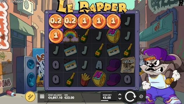 Le Rapper base game screenshot showing reels and features