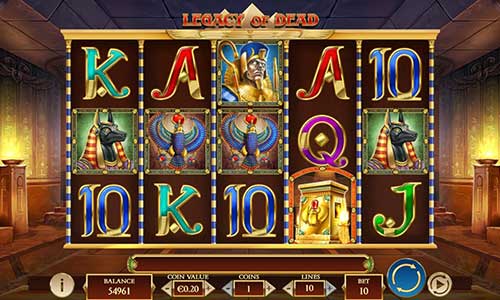 Legacy of Dead base game screenshot showing reels and features
