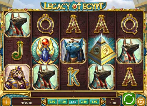 Legacy of Egypt base game screenshot showing reels and features