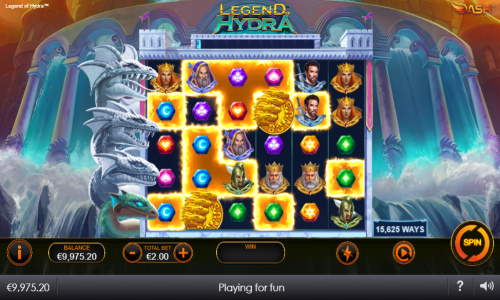 Legend of Hydra base game screenshot showing reels and features
