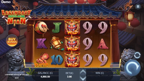 Legendary Battle of the Nian base game screenshot showing reels and features