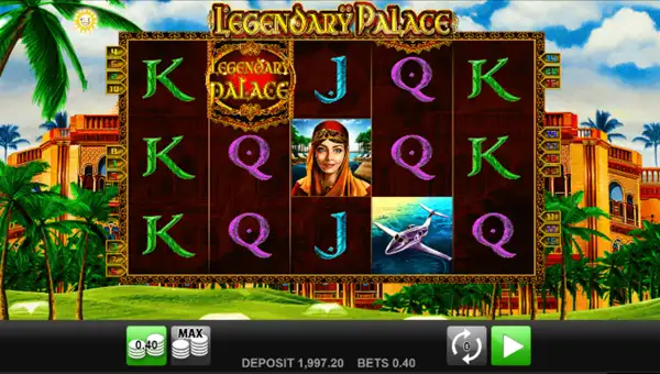 Legendary Palace base game screenshot showing reels and features