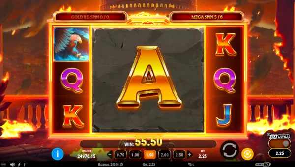 Screenshot of Legion Gold Reckoning slot demo showing reels and bonus game features
