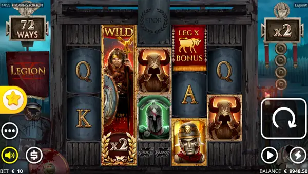 Legion X base game screenshot showing reels and features