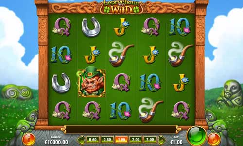 Leprechaun Goes Wild base game screenshot showing reels and features