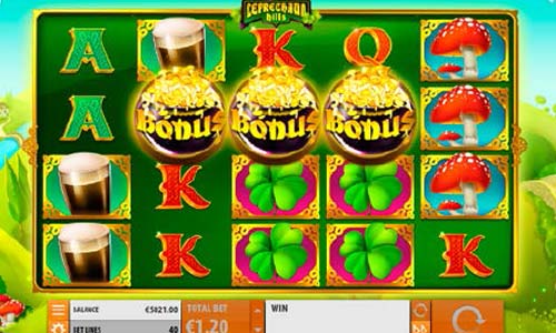 Leprechaun Hills Slot Base Game Leprechaun Hills base game screenshot showing reels and features