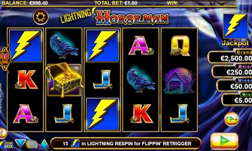 Lightning Horseman base game screenshot showing reels and features