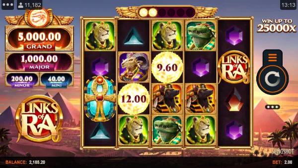 Links of Ra base game screenshot showing reels and features