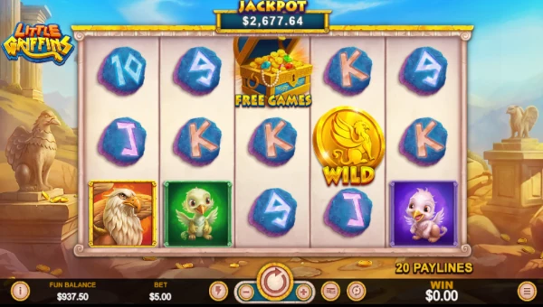 Little Griffins base game screenshot showing reels and features
