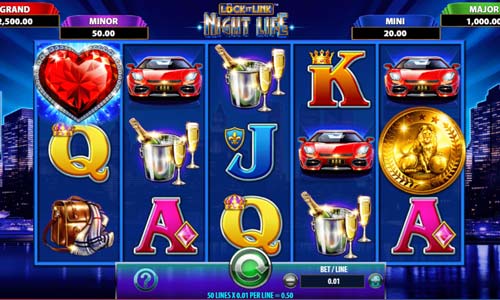 Lock it Link Nightlife base game screenshot showing reels and features