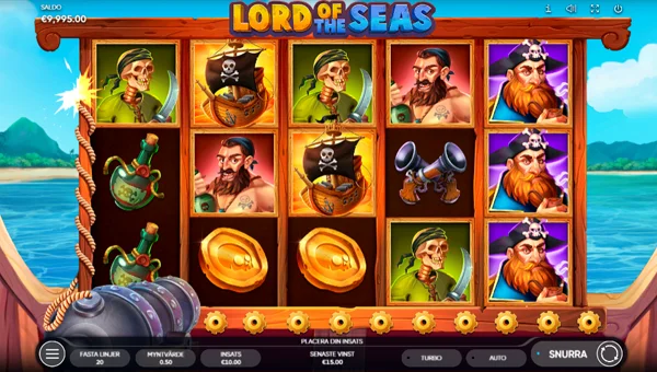 Lord of the Seas base game screenshot showing reels and features